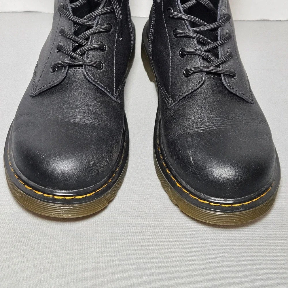 Dr. Martens 1460Y Junior Delaney Black Softy T Leather Lace Up Zip Boots Size 6L